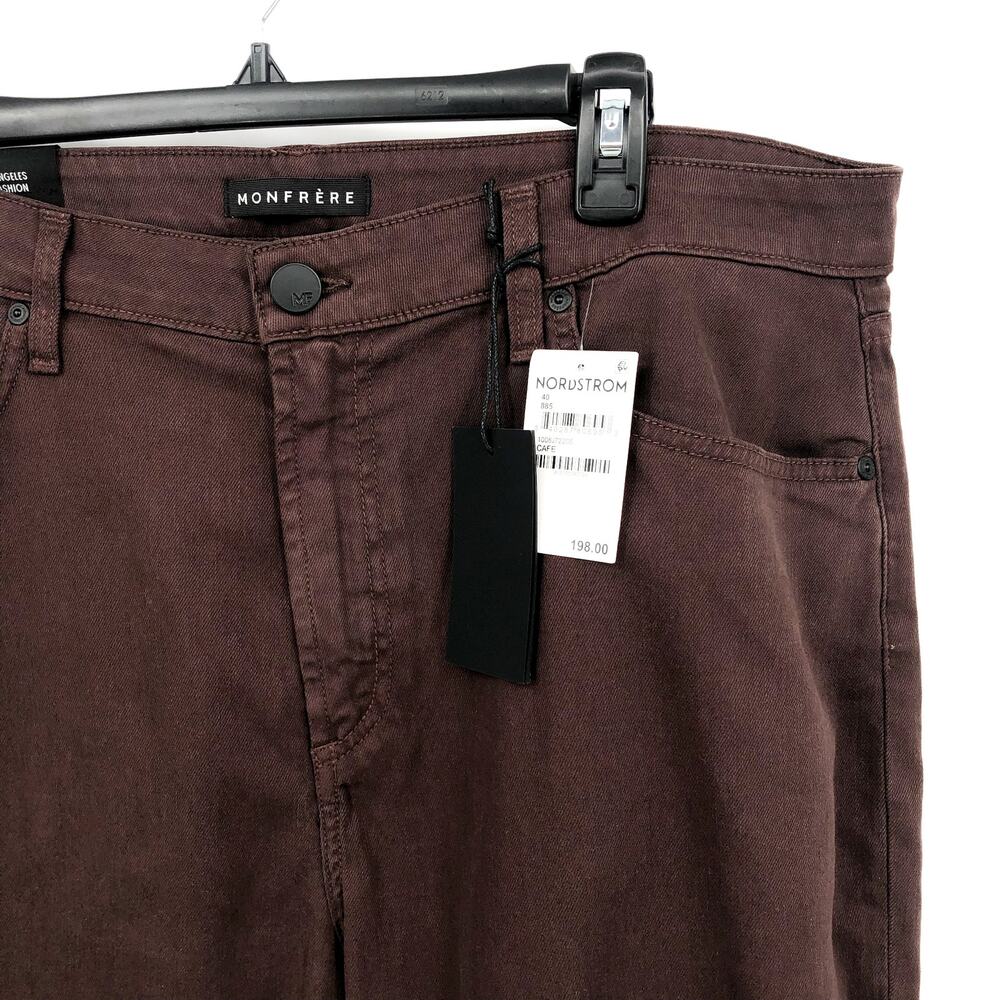MONFRERE Men's Brando Slim Fit Jeans 40x31 Brown Cafe Straight Parisian Luxe NWT - Picture 5 of 12
